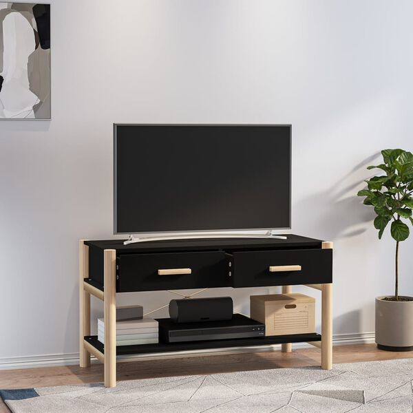 vidaXL TV Cabinet Black 32.3x15.0x17.7" Engineered Wood
