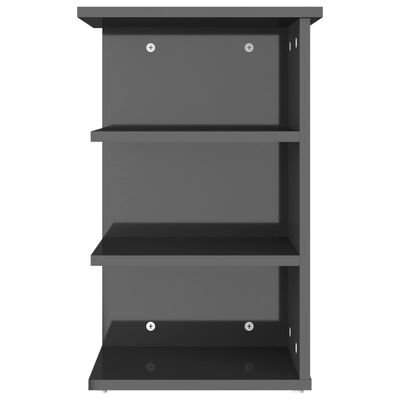 vidaXL Side Cabinet High Gloss Gray 13.8"x13.8"x21.7" Engineered Wood