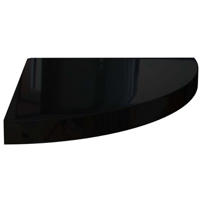 vidaXL Floating Corner Shelf High Gloss Black 13.8"x13.8"x1.5" MDF