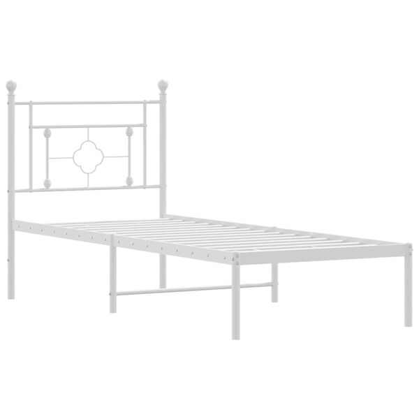 vidaXL Bed Frame White Powder-Coated Steel Twin Bed Frame Rectangular