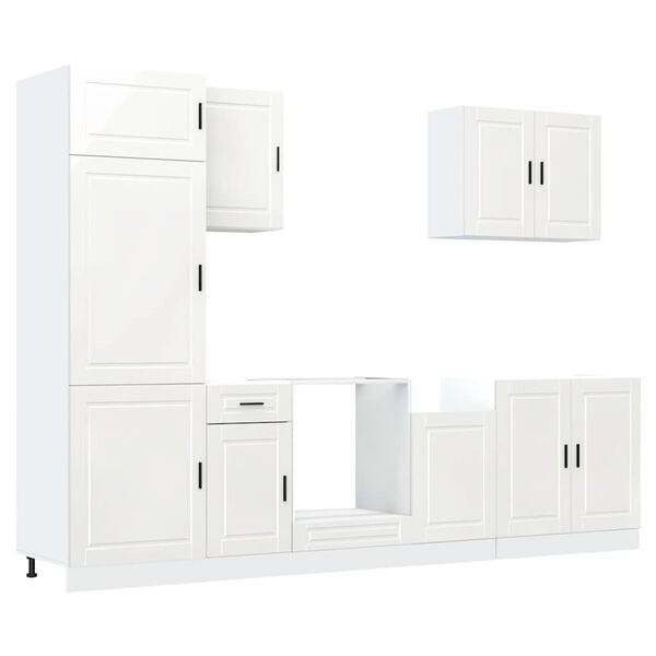 vidaXL Kitchen Cabinet Set High gloss white Engineered wood Standard