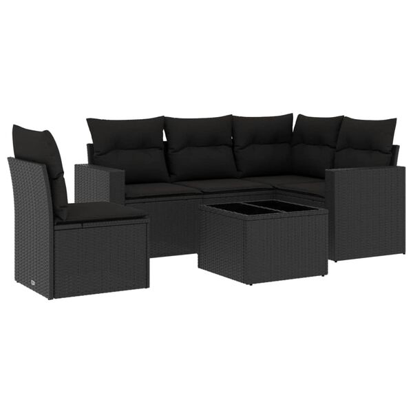vidaXL Garden Sofa Set Black PE rattan Large Modular Garden Sofa Set