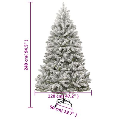 vidaXL Artificial Hinged Christmas Tree 300 LEDs & Flocked Snow 94.5"