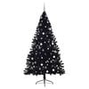 vidaXL Artificial Pre-lit Christmas Tree with 300 LEDs Black 94.5" PVC