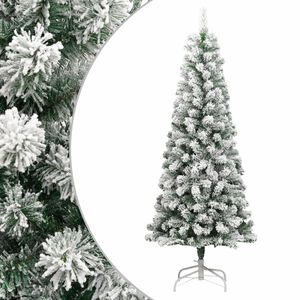 vidaXL Artificial Hinged Christmas Tree Green and white PVC and iron Large
