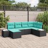 vidaXL Garden Sofa Set with Cushion 6 pcs Black Poly Rattan