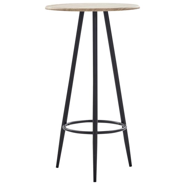 vidaXL Bar Table Oak and Black MDF with PVC coating and powder-coated metal