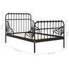 vidaXL Extendable Bed Frame Black Powder-coated metal Twin Extendable