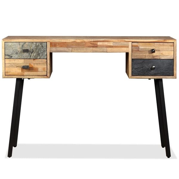 vidaXL Writing Desk Reclaimed Wood Reclaimed Teak, Steel 43.3 in desk