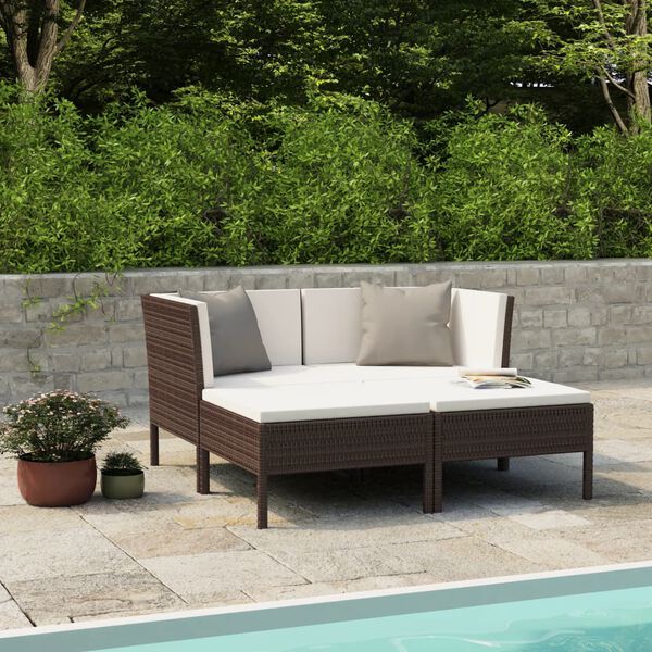 vidaXL Garden Furniture Set Brown, Cream White