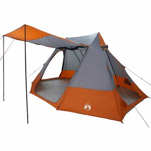 vidaXL Camping Tent Grey and Orange 189.76 x 141.73 x 89.37 in Taffeta