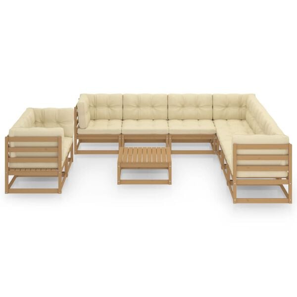 vidaXL Garden Lounge Set Honey Brown, Cream