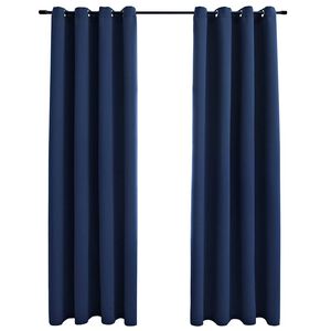 vidaXL Blackout Curtains with Metal Rings 2 pcs Blue 55.1x68.9"
