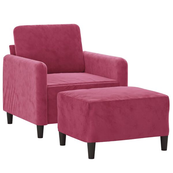vidaXL Sofa Chair with Footstool Wine Red 23.6" Velvet