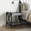 vidaXL Bedside Table Grey Sonoma Engineered wood, glass, steel Medium