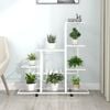 vidaXL Plant Stand White Metal Medium Rollable Plant Stand