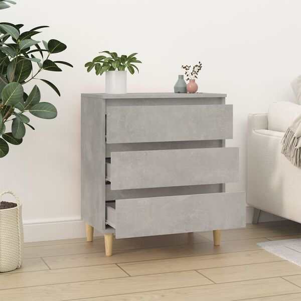 vidaXL Sideboard Concrete grey Engineered wood, solid eucalyptus wood