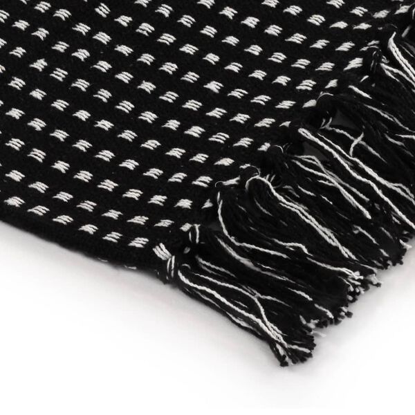 vidaXL Throw Black 100% cotton 86.6 in x 98.4 in Throw Rectangular