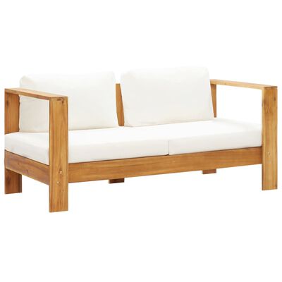 vidaXL Patio Sofa with Cushion 55.1" Solid Acacia Wood Cream White