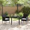 vidaXL Garden Dining Set with Cushion 7 pcs Black Poly Rattan
