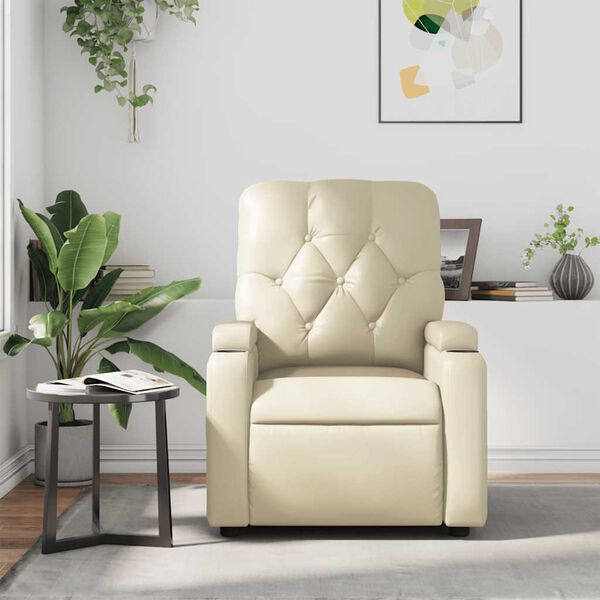 vidaXL Massage Recliner Chair Cream Faux Leather