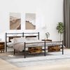 vidaXL Bed Frame Smoked oak Steel, Engineered wood Double Bed Frame