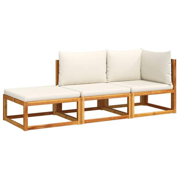 vidaXL Garden Sofa Set Black, Cream White Solid Acacia wood, PE rattan