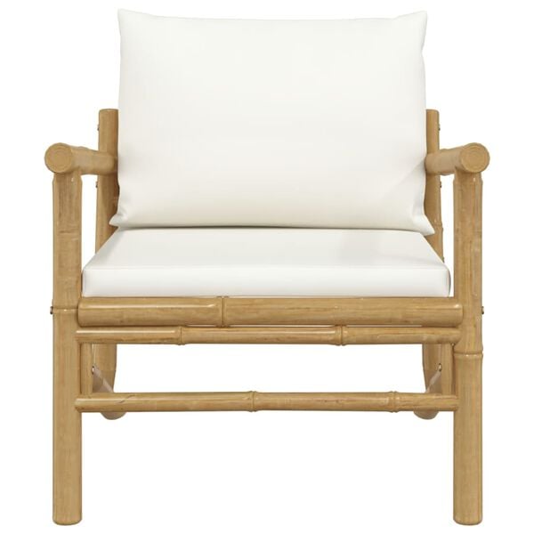 vidaXL Garden Chair Cream Cushions Bamboo, Polyester, Foam, PP Cotton