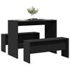 vidaXL Dining Table And Bench Set Black Engineered wood Compact Modern