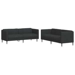 vidaXL Sofa Set Black Polyester, Plywood, Solid Wood 2-seater and 3-seater