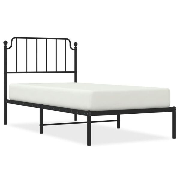 vidaXL Metal Bed Frame without Mattress with Headboard Black 35.4"x78.7"