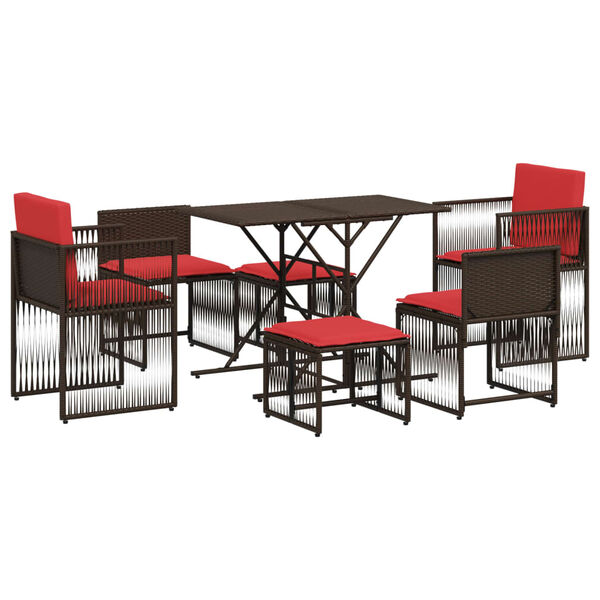vidaXL Patio Dining Set Brown PE Rattan Stackable Garden Dining Set