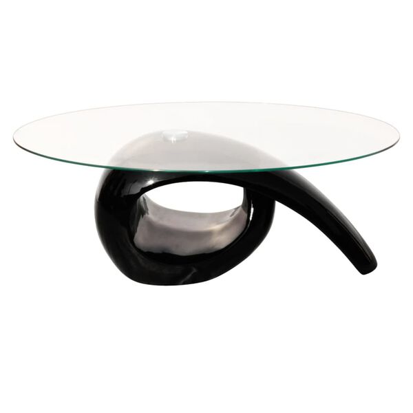 vidaXL Coffee Table High gloss black Toughened glass, fiberglass Modern