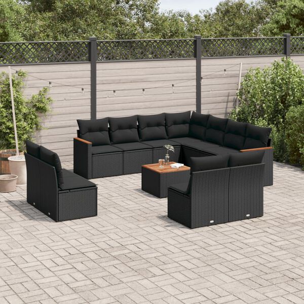 vidaXL Garden Sofa Set Black