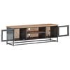 vidaXL TV Cabinet Grey Solid acacia wood, glass, steel Medium TV Cabinet