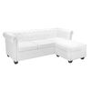 vidaXL Sofa White Faux leather, Wood Large Durable Chesterfield Sofa