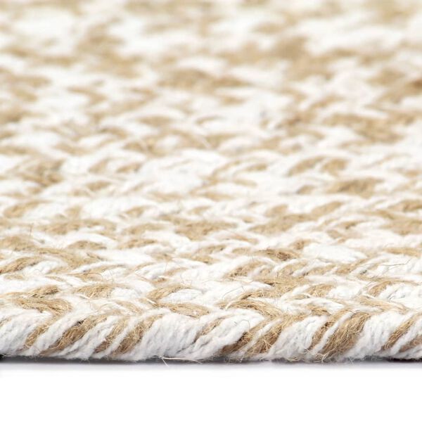 vidaXL Area Rug White and natural Jute and cotton 35.4 in diameter