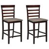 vidaXL Bar Stool Set of 2 Brown Rubberwood frame, Polyester fabric