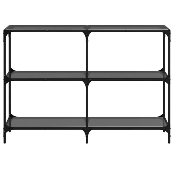 vidaXL Console Table Black, Transparent Steel, Glass Medium Simplistic