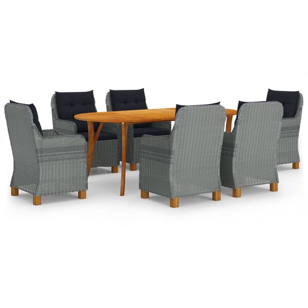 vidaXL 7 Piece Patio Dining Set Light Gray