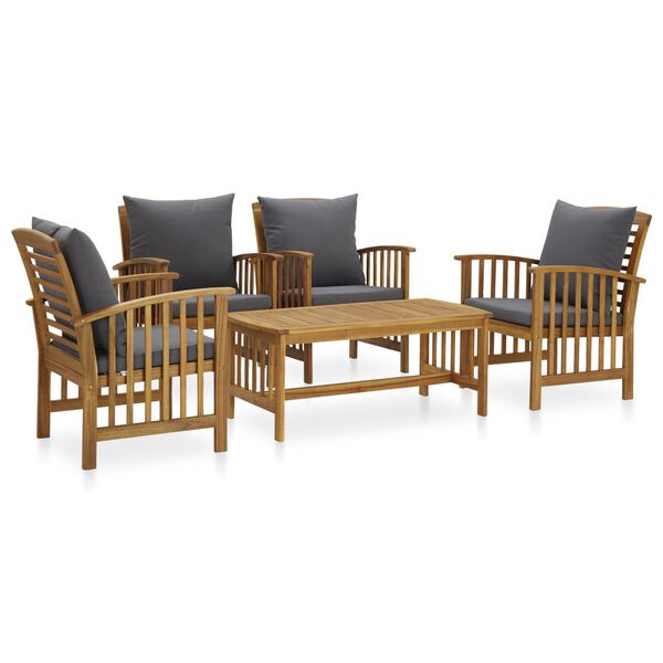 vidaXL Garden Lounge Set Dark grey, Natural wood Solid Acacia Wood Medium