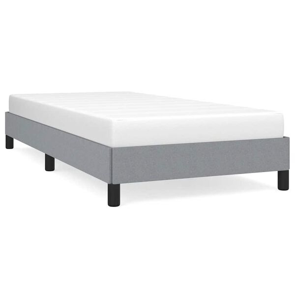 vidaXL Bed Frame Light Grey Polyester, Plywood, Engineered wood Twin XL