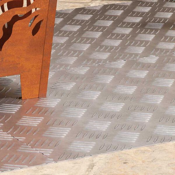 vidaXL Stair Tread Rectangular 4 pcs Silver 39.37 x 19.69 in Aluminium