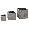 vidaXL Garden Raised Beds 3 pcs Poly Rattan Gray