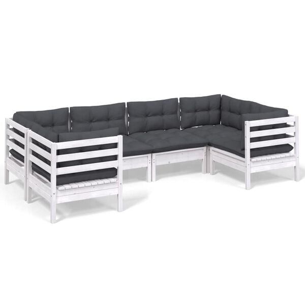 vidaXL Garden Lounge Set White, Anthracite