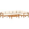 vidaXL Garden Sofa Set Cream white cushions, natural wood