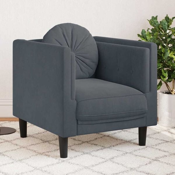 vidaXL Dark Grey Velvet Sofa Chair Plush Armchair Single Seating