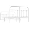 vidaXL Bed Frame White Powder-Coated Steel 55 x 75 in Bed Frame