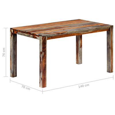vidaXL Dining Table Gray 55.1"x27.6"x29.9" Solid Sheesham Wood