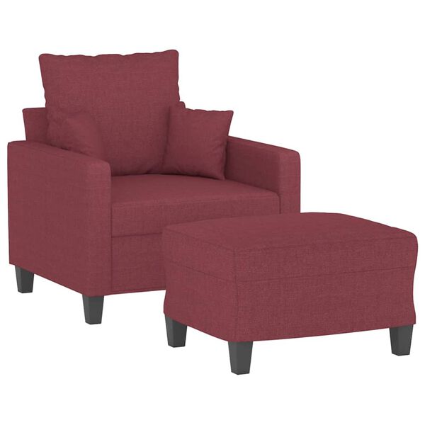 vidaXL Sofa Chair with Footstool Wine Red 23.6" Fabric